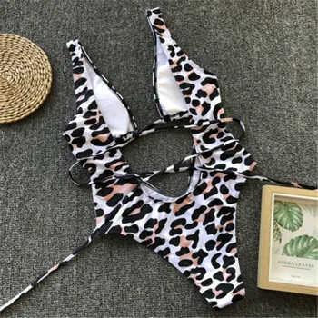 Sexy Sievietes Viengabala Peldkostīmu, Beachwear Peldkostīmi Vasarā Bikini, Monokini Peldkostīms Čūskas Ādas/Leopards Izdrukāt Peldkostīmu
