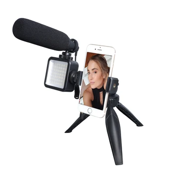 MAONO Dzīvot Straumēšanas Video Mikrofonu Komplekts Kondensatoru Shotgun Mic YouTube TikTok Vlogging Tālruņa Kameru Ar LED Gaismas