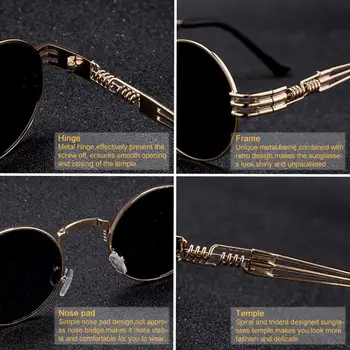 SPLOV Jaunu Modes Retro Steampunk Apaļas Metāla Saulesbrilles Vīriešiem un Sievietēm Double Pavasara Kāju Krāsains Brilles UV400