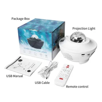 Krāsains Zvaigžņotās Debess Projektoru Blueteeth USB Balss Kontroles Mūzikas Atskaņotājs, LED Nakts Gaisma USB Uzlādes Projekcijas Lampas