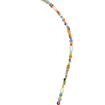 Rokām veidotas krāsainas Krelles Kaklarota Saldūdens Pērles Embellishment Sievietēm Varavīksnes sānslīdi kaklasaite 2020 