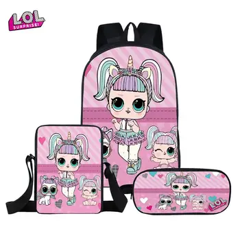 Karikatūra LOL Pārsteigums meitene mochila schoolbags gudrs mugursoma grāmatu, somas un pusaugu meitenēm, Jauki rozā mugursomas Schoolbag