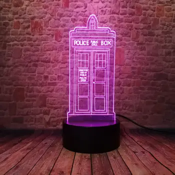 Mirgo 3D Ilūziju Lampas LED 7 Krāsains Mainīt Galda NightLight Ārsts, Kurš Attēls Mirgo Policijas Tardis Modelis Rotaļlietas