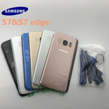 Samsung Galaxy S7 G930 S7 malas G935 Akumulatoru Atpakaļ Vāciņu Durvju Mājokļu Nomaiņa Remonta Daļas + auss Kameru Stikla Lēcu Rāmis+rīks
