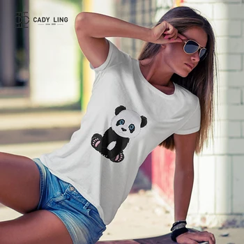 Plus Izmērs XS-4XL Jaunu Jauki Panda Vēstuli Izdrukāt, T Krekls Sievietēm O Apkakli, Īsām Piedurknēm Vasaras T-Krekls Topi Gadījuma T Krekli