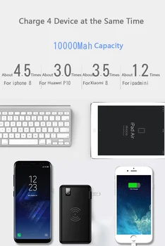 10000mAh Power Bank Bezvadu QC3.0 Lādētāju Ātrās Uzlādes Powerbank Mobilo Telefonu Lādētājs Samsung iPhone 8 Poverbank ar Kontaktdakšu