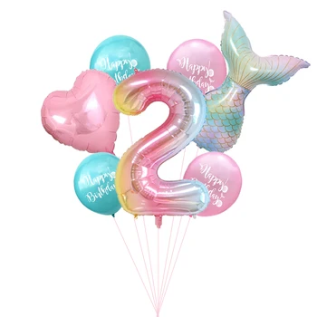7pcs/daudz Sirēna Puse Baloni Numuru Folijas gaisa Balons Bērniem Dzimšanas dienas ballīti Dekorācijas, Bērnu Dušas Dekoru Hēlija Globos piederumi