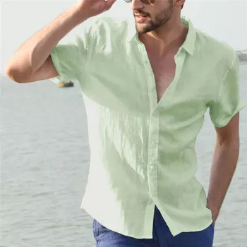 Vīriešu Ikdienas Blūze Lina kreklu, Mīksti Topi ar Īsām Piedurknēm Tee Kreklu Plus Lieluma Pavasaris Rudens Vasara Gadījuma Augstas Kvalitātes Krekls W3