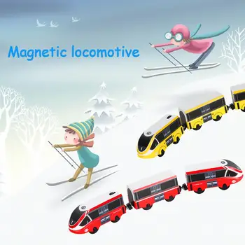 Elektriskais Vilciens Rotaļlietas Magnētiskā Rotaļlieta Vilciena Miniatūras Vilcienu Rotaļlietas Saderīga Ar Gandrīz Visiem Koka Dziesmas