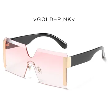Modes Bez Apmales Saulesbrilles Sieviešu Zīmola Dizainere Ir 2021. Tendences Vintage Laukumā Sunglass Sieviešu Retro Lielgabarīta Saules Brilles Sievietēm