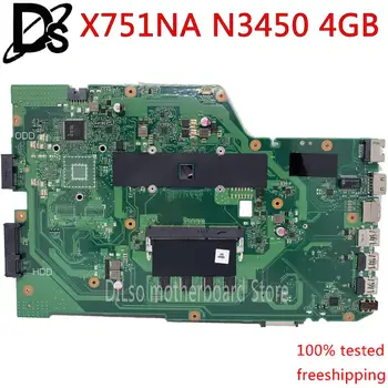 KEFU X751NA Mātesplati Par ASUS X751NV X751NC X751N Klēpjdators Mātesplatē Celeron N3450 PROCESORU, 4 GB-operatīvā ATMIŅA oriģināls Mainboard