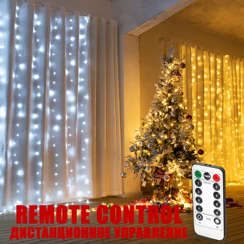 Dropship 3x3 Ziemassvētku Vainags LED String Lukturi ar Tālvadības Aizkari/Guļamistaba Dekorēšana Pasaku Gaismas Gaismas Svētku Gaismas
