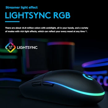 Logitech G102 LIGHTSYNC Spēļu Pele 8000DPI Regulējams RGB Apgaismojums 6 Mehānisku Pogu, USB Vadu Spēlētājs Peles PC Klēpjdators