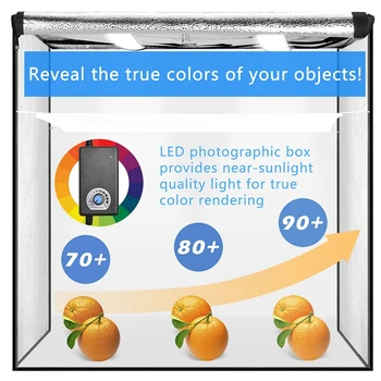 40/50/60cm Fotogrāfija LED Studijas gaismas kārbas Photo Light Telts Komplekts Galda Fotografēšanas SoftBox ar 3 Krāsas Fona Foto Kaste