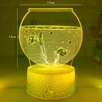 Mazo zivju tvertnes Led Nakts Gaismas Krāsa Mainās Kids Guļamistaba Nightlight Unikāla Dāvana Dzimšanas dienā, Guļamistaba Dekori Galda 3D Lukturi Dāvana
