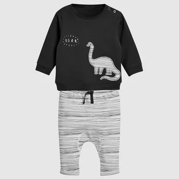 Modes 2020. gadam Puiku Drēbes Uzstādīt Karikatūra Dinozauru Jaundzimušo bebe bērniem Uzvalks Pavasara garām Piedurknēm Apģērbu komplekti 2gab T-Krekls un Elsas