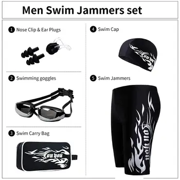 Peldēties uzvalku vīriešu peldbikses ar Peldēšanas Brilles Klp Ausu Aizbāžņi, Deguna Klipsi un peldēt biksītes peldbikses, peldkostīmu, lai peldēt