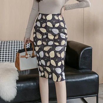 Faldas Mujer Moda 2020. Gadam, Modes Sievietēm Bodycon Augsta Vidukļa Iespiesti Svārki Rudens Ziemas Korejiešu Stila Apģērbu Biroja Zīmuli Svārki
