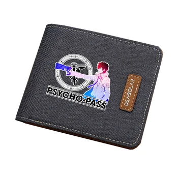 Anime Psycho-Pass maku Vīriešiem, sievietēm īsā drukāšanas Bifold seifs pusaudžiem monētas Kartes maku audekla maks