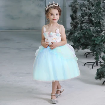 Meitenes, Unicorn Kleitu Bērni Kleitas Meitenēm Ziemassvētku Kleita Birthday Party Tērpu Izšūšana 3-8Y Bērniem Drēbes Vestido Infantil