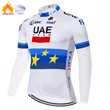Ir 2021. de france AAE velosipēdu jersey vīriešu ar garām piedurknēm ar Ziemas Siltuma Vilnas čempions mallot ciclismo Vīriešu un sieviešu velo krekls