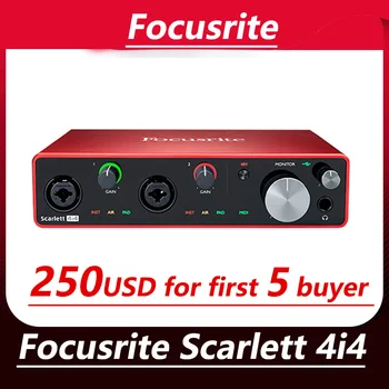 Focusrite Scarlett 4i4(3rd gen), 4 ieejas 4 izejas, USB audio interfeiss, skaņas karte, Mikrofons, Ģitāra, Bass