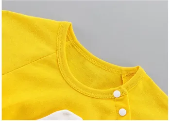 Kokvilnas bērnu meitene bodysuits komplekts dzeltenā krāsā ar īsām piedurknēm jaundzimušo bērnu drēbes meitenei bērnu kombinezonus jaundzimušie
