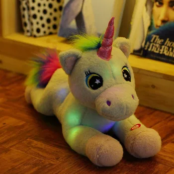 Jaunas ielidošanas 45cm unicorn plīša iedegties rotaļlietas pildījumu LED apgaismota dzīvnieku lelle izgaismotas plīša rotaļlietas bērniem dzimšanas dienas dāvana
