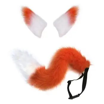 Regulējams Drošības Jostu Fox Ausīm, Astes Pūkains Dzīvnieku Galvas Cosplay Aksesuārus Karnevāla Puse Dekori Masku Halloween Kostīmu Piederumi