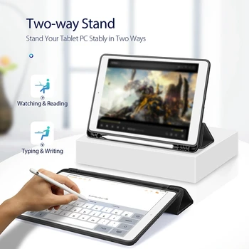 Tablet Case for iPad 8 iPad 7 10.2 Flip Ādas Gadījumā Tablet Stand Anti-Kritums Aizsardzības Gadījumā, iebūvēta Pildspalvu Turētājs