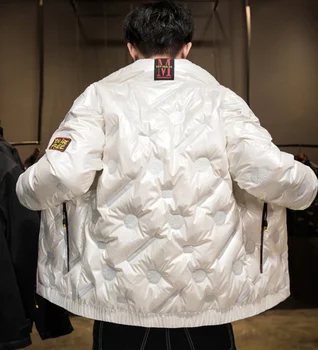 Dūnu jaka vīriešu ziemas jauno siltumu un bieza gadījuma vīriešu korejas jauniešu balta pīle uz leju, īss mētelis Viens izmērs modeli, LT - 72.99