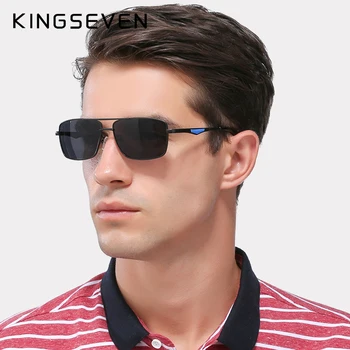 KINGSEVEN Zīmola Dizaina Polarizētās Saulesbrilles, Vīriešu Toņos Vīriešu Vintage Saules Brilles Vīriešiem Spuare Spogulis Vasaras UV400 Oculos