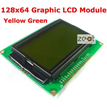 128x64 12864 128*64 Grafiskais Dot Matrix LCD Modulis, Dzeltens-Zaļš LED Apgaismojums ST7920 Bezmaksas Piegāde