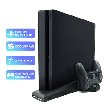 Par PS4/PS4 Slim/PS4 Pro Vertikālais Statīvs ar Dzesēšanas Ventilatoru Dual Kontrolieris Lādētāja Uzlādes Staciju SONY Playstation 4 Vēsāks