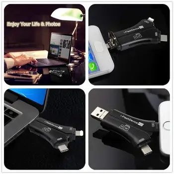 4 1 es Zibatmiņas Disku USB Micro SD&TF Karšu Lasītājs Adapteri iPhone pro 11 X max 5 6 7 8 iPad Macbook Android Kameras