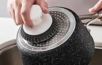 Youpin Sadzīves veļas mazgāšanas pot suku trauciņā otu, lai notekūdeņu tvertni plīts tīrīšanas birste, tērauda bumbu bumbu tīrīšana
