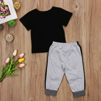 Bērni, Puika Drēbes Mini Boss Toddler Puika Īsām Piedurknēm Kokvilnas T-krekls Topi Harēma Elsas 2GAB Vasaras Apģērbu Komplekts 1-6Y Zēni