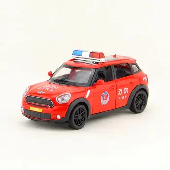 1:32 Mēroga/Lējumiem Metāla Rotaļlieta Modelis/Mini Cooper S Policijas Fire Engine Auto/Sound & Light/Pull atpakaļ Izglītības Ieguves/Mazulis/Dāvanu