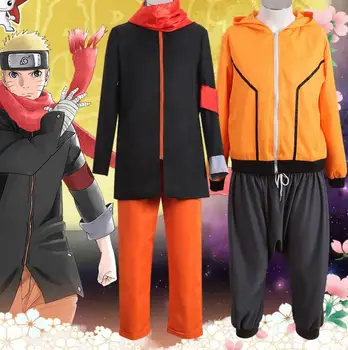 Naruto 8 9 Uzumaki Naruto cosplay kostīmu vīriešu anime drēbes jaka, mētelis piestāv