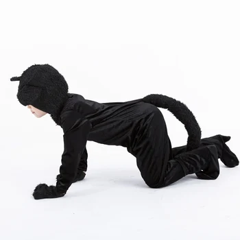 Purima Bērniem, Dzīvnieku Kostīms Gudrs Melnais Kaķis Kapuci Pidžamu Apģērbs Cosplay Halloween Karnevāls, Modes Puse Kleita