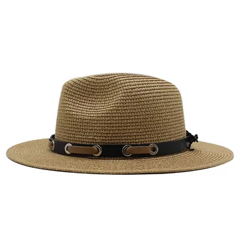 Vasaras Cepure Sievietēm, Vīriešiem Panama Salmu Cepures Ceļojuma Beach Saules Cepure Platām Malām Fedora Džeza Cepure