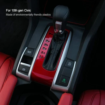 Pārslēgt pārnesumus Panelis Melns, automātika Shift Kārbas Vāks 10. Gen Honda Civic 2020 2019 2018 2017 2016 - Sarkana