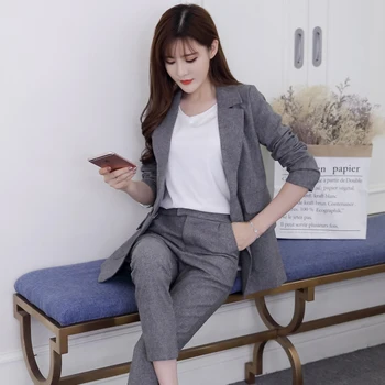 Profesionālās uzvalks sieviešu pavasara-rudens jaunu korejiešu versija slim slim profesionālās uzvalks divdaļīga sieviešu Elsas Uzvalki