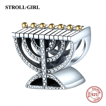 Soda menorah 925 sterling sudraba piekariņi reliģisko ebreju dobi krelles fit Eiropas aproce sieviešu modes Rotaslietas dāvanu