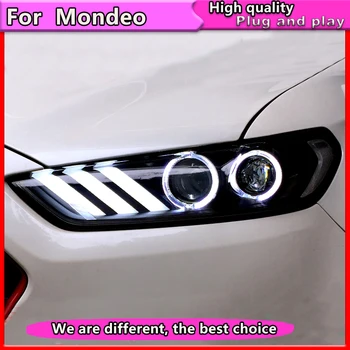 Auto Stils Ford Mondeo 2013. -.gadam, LED Lukturu Jaunu Kodolsintēzes Galvas Lampas Dinamisku pagrieziena signāla LED dienas gaitas lukturi Bi-Ksenona HID