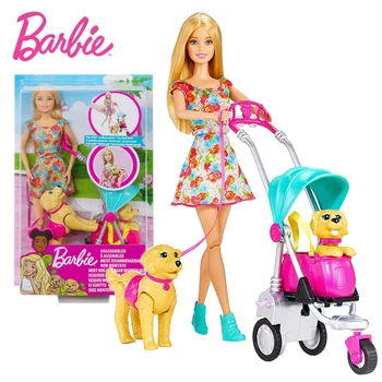 Barbie sport rotaļlietu komplekts mājdzīvnieku kucēns CNB21 meitene princese dzimšanas dienas dāvanu spēlēt māja rotaļlieta divi suns pet Ziemassvētku Dāvanu Meitene Rotaļlietas