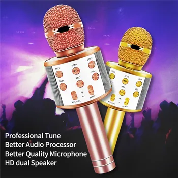 WS858 Profesionālās Bluetooth Bezvadu Mikrofons, Skaļrunis Karaoke KTV Mūzikas Atskaņotājs Dziedāšanas Ieraksti Rokas Mikrofons