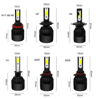 LSlight Auto Lukturu Ampoule LED H4, H7, H11 H1 H8 9005 9006 HB2 HB3 12V 60W 6000K 12000LM Turbo Phare Led Lampas, Gaismas Auto Spuldzes