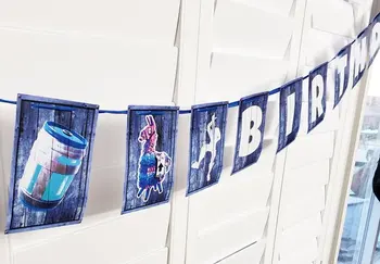 Karstā Spēles laupīt lamu stērste banner happy birthday karogu, baneri, bērnu dzimšanas dienu apdare Karikatūra anime papīra vimpelis karogi