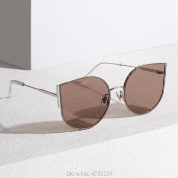 Dāmas Cat Eye Saulesbrilles Sievietēm, Metāla Rāmis 2019 Maigu zīmolu Modes Vintage lielgabarīta Saules Brilles Sieviešu UV400 plakanas lēcas